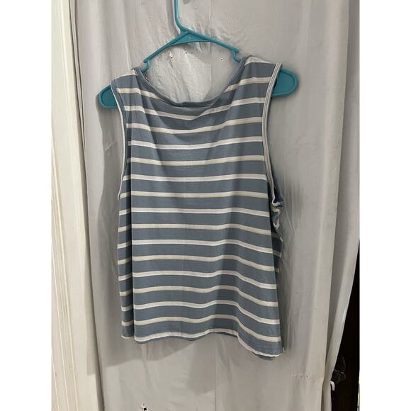 Patagonia Blue Striped Organic Cotton Reinvigorate Tank Top Sz L - Picture 3 of 5